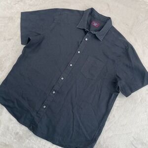 UNTUCKit Cameron Shirt Men XL Black Linen Wrinkle Resistant Pocket Short Sleeve